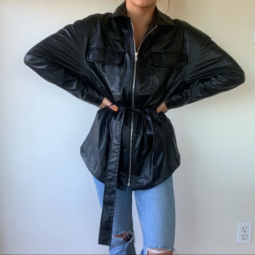 Pretty little thing Rihanna leather shacket w belt